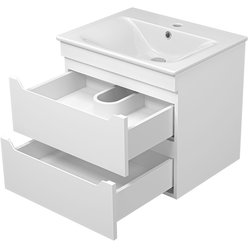 Тумба с раковиной Misty Бриз 60 УТ000023903 подвесная Белая матовая, купить, цена, заказать, магазин, доставка, скидка, промокод, купить, цена, заказать, магазин, доставка, скидка, промокод