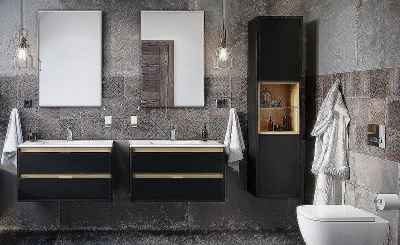 Тумба под раковину Excellent Tuto 80 MLEX.0103.800.BKBL подвесная Черный матовый Дуб