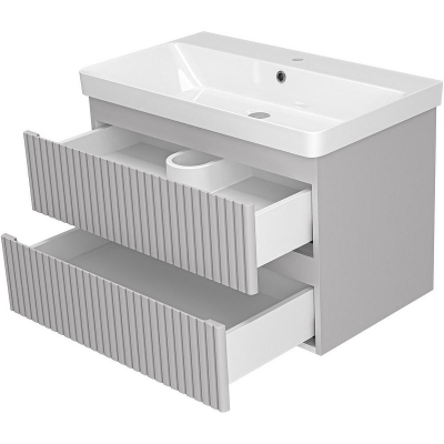 Тумба с раковиной Brevita Victory 80 УТ000025790 подвесная Серый шелк