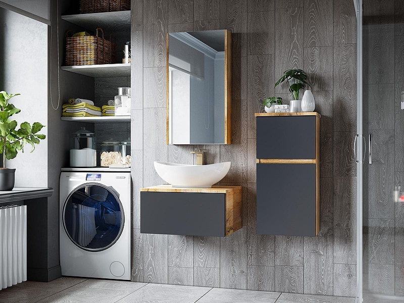 Тумба с раковиной Misty Ива 70 УТ000014118 подвесная Графит Дуб Вотан, купить, цена, заказать, магазин, доставка, скидка, промокод, купить, цена, заказать, магазин, доставка, скидка, промокод