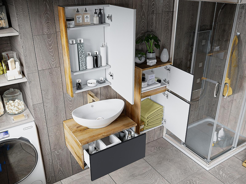 Тумба с раковиной Misty Ива 70 УТ000014118 подвесная Графит Дуб Вотан, купить, цена, заказать, магазин, доставка, скидка, промокод, купить, цена, заказать, магазин, доставка, скидка, промокод