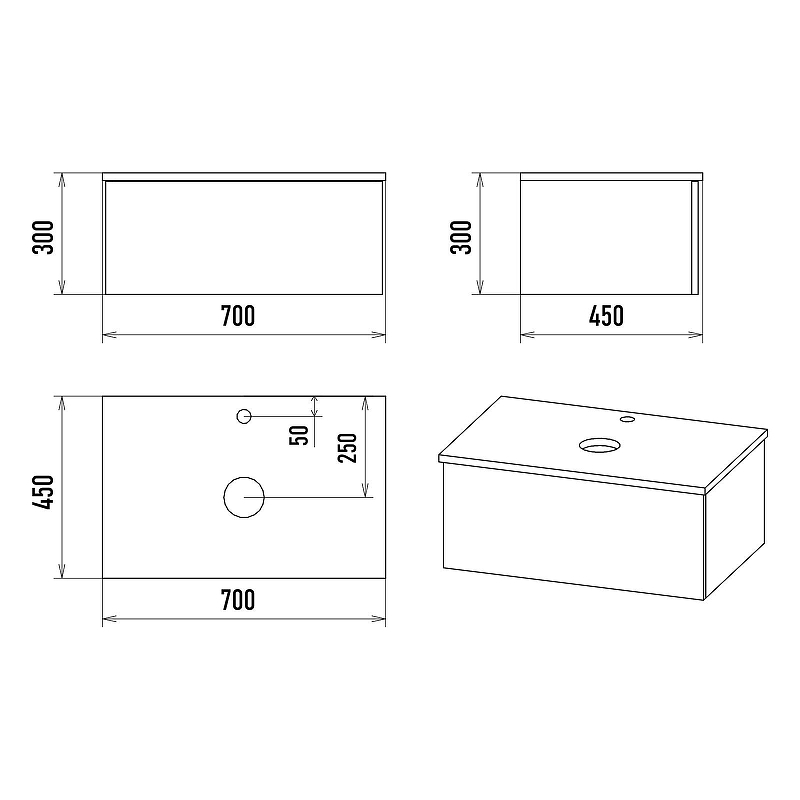 Тумба с раковиной Misty Ива 70 УТ000014118 подвесная Графит Дуб Вотан, купить, цена, заказать, магазин, доставка, скидка, промокод, купить, цена, заказать, магазин, доставка, скидка, промокод