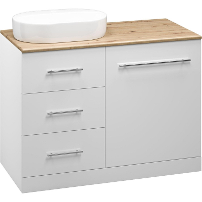 Тумба с раковиной Misty Респект 120 L УТ000010571 Белая Дуб Артизан