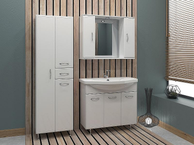 Зеркало со шкафом Stella Polar Концепт 90/С SP-00000131 с подсветкой Белое