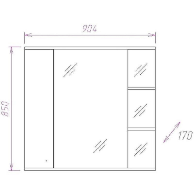 Зеркало со шкафом Onika Эльбрус 90.02 R 209004 с подсветкой Белое