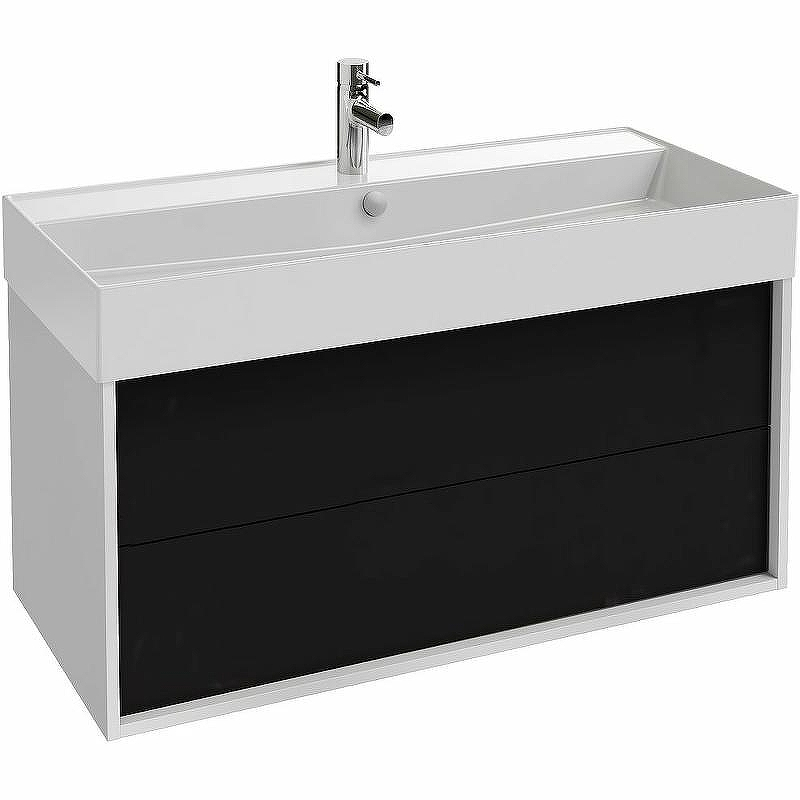 Тумба под раковину Jacob Delafon Vivienne 100 EB1585-N18-S14 подвесная Черный сатин Белый, купить, цена, заказать, магазин, доставка, скидка, промокод, купить, цена, заказать, магазин, доставка, скидка, промокод