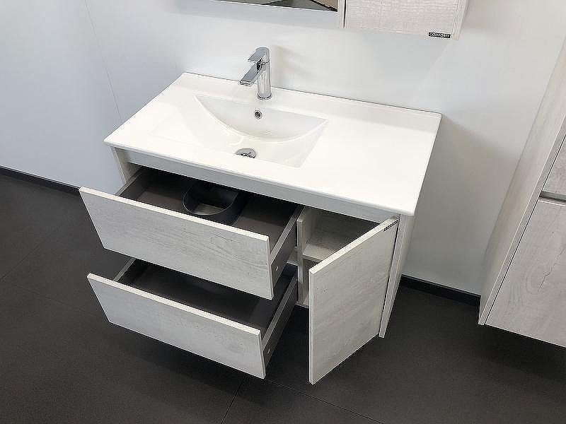 Тумба с раковиной Comforty Бремен 90 00004142375 подвесная Дуб белый, купить, цена, заказать, магазин, доставка, скидка, промокод, купить, цена, заказать, магазин, доставка, скидка, промокод