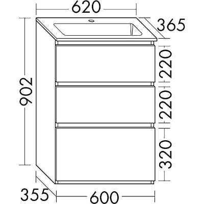 Тумба с раковиной Burgbad Lin20 60 SGHQ062F5351C0001*1 Белая матовая