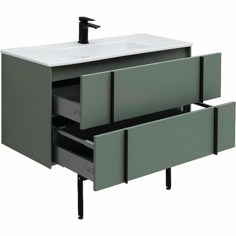 Тумба под раковину Allen Brau Reality 100 1.32007.CGM подвесная Олива матовая, купить, цена, заказать, магазин, доставка, скидка, промокод, купить, цена, заказать, магазин, доставка, скидка, промокод