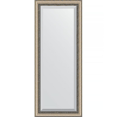 Зеркало Evoform Exclusive 143х58 BY 1162 с фацетом в багетной раме - Состаренное серебро с плетением 70