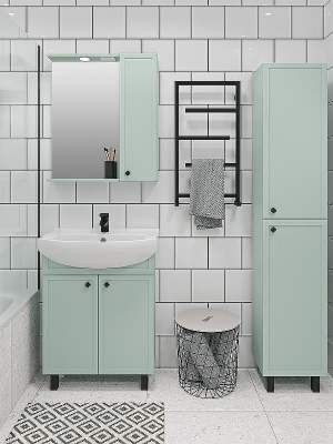 Зеркало со шкафом Runo Римини 65 00-00001277 с подсветкой Мята