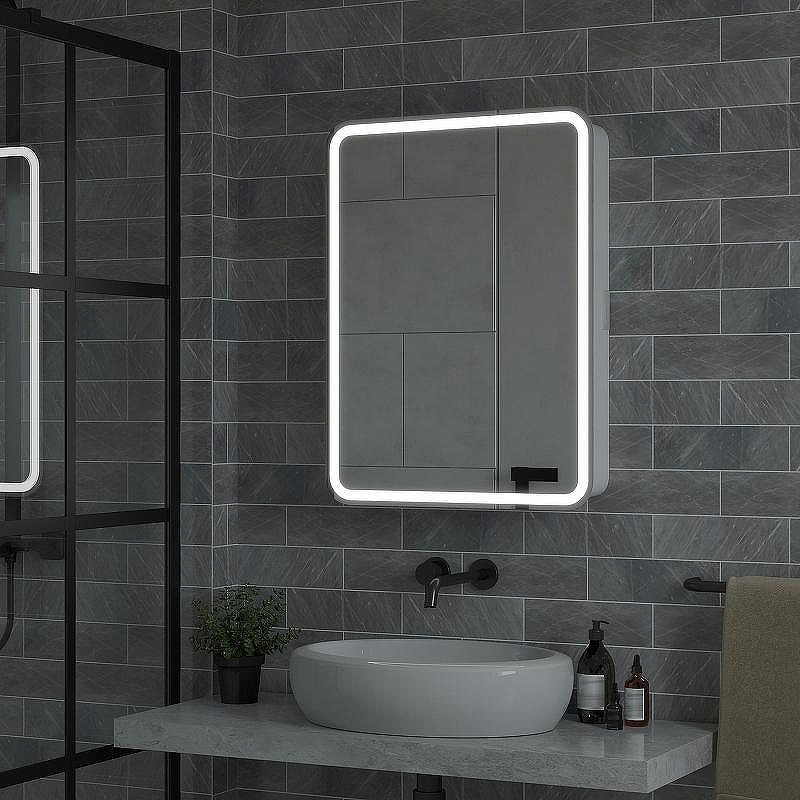 Зеркальный шкаф Reflexion Circle 600х800 L RF2109SR с подсветкой Белый матовый, купить, цена, заказать, магазин, доставка, скидка, промокод, купить, цена, заказать, магазин, доставка, скидка, промокод