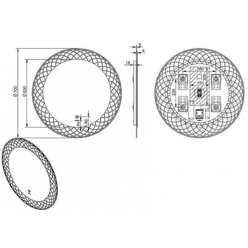 Зеркало Esbano 70 ESMI3596YD с подсветкой с сенсорным выключателем и подогревом, купить, цена, заказать, магазин, доставка, скидка, промокод, купить, цена, заказать, магазин, доставка, скидка, промокод