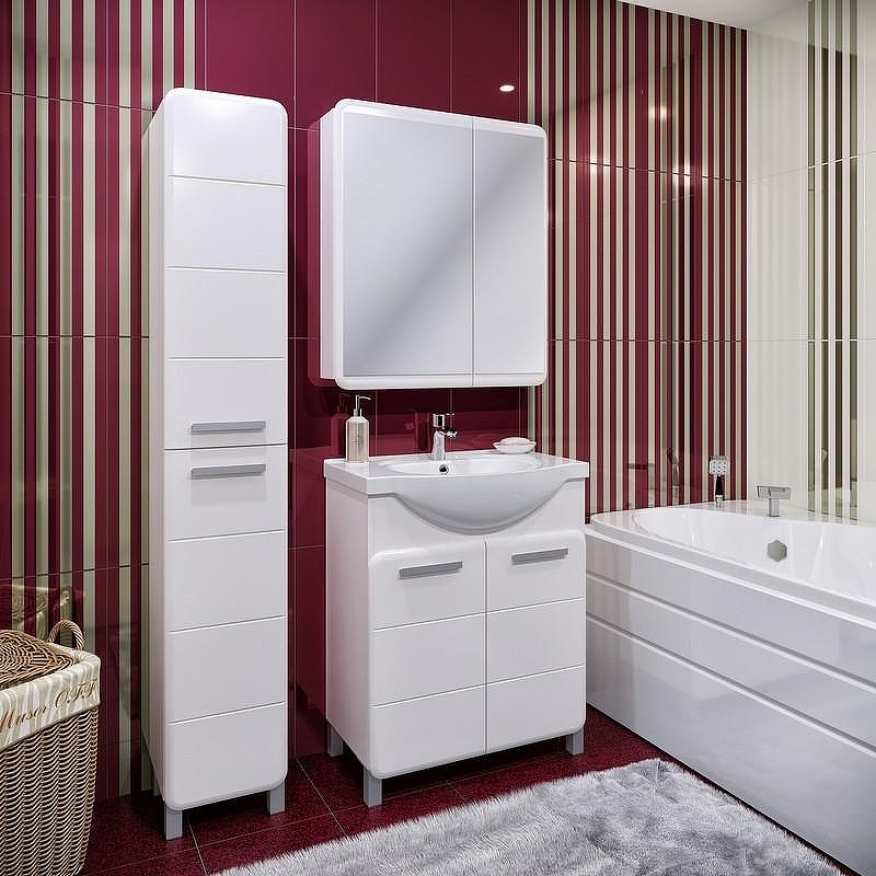 Зеркальный шкаф Runo Эрика 70 УТ000003320 Белый, купить, цена, заказать, магазин, доставка, скидка, промокод, купить, цена, заказать, магазин, доставка, скидка, промокод