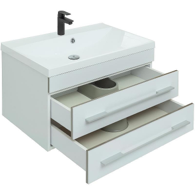 Тумба с раковиной Aquanet Верона New 75 281096 подвесная Белая матовая