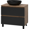 Тумба под раковину Brevita Dakota 80 DAK-07080-19/02-2Я Черный кварц Дуб Галифакс олово, купить, цена, заказать, магазин, доставка, скидка, промокод, купить, цена, заказать, магазин, доставка, скидка, промокод