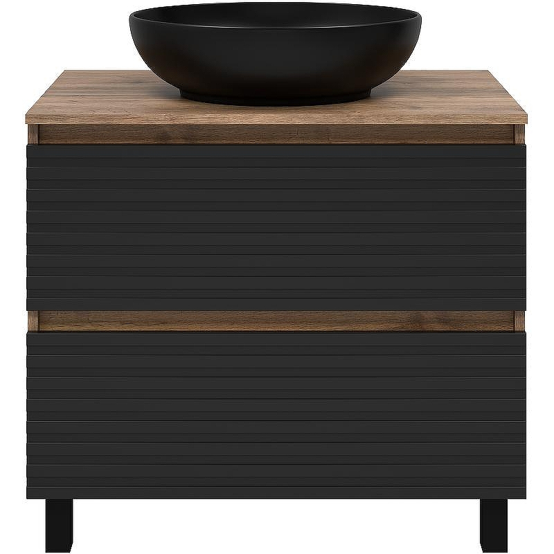 Тумба под раковину Brevita Dakota 80 DAK-07080-19/02-2Я Черный кварц Дуб Галифакс олово, купить, цена, заказать, магазин, доставка, скидка, промокод, купить, цена, заказать, магазин, доставка, скидка, промокод