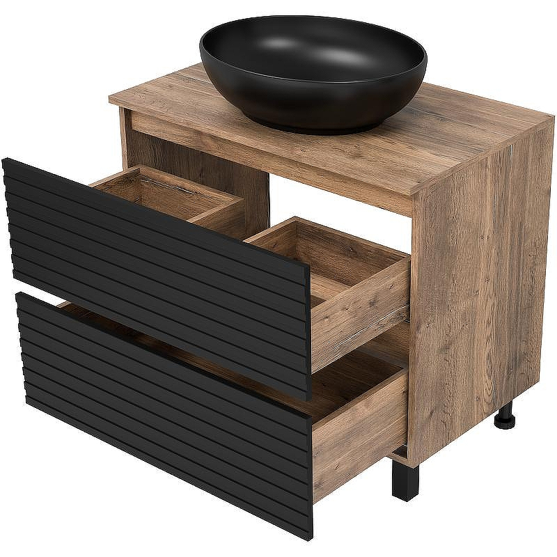 Тумба под раковину Brevita Dakota 80 DAK-07080-19/02-2Я Черный кварц Дуб Галифакс олово, купить, цена, заказать, магазин, доставка, скидка, промокод, купить, цена, заказать, магазин, доставка, скидка, промокод