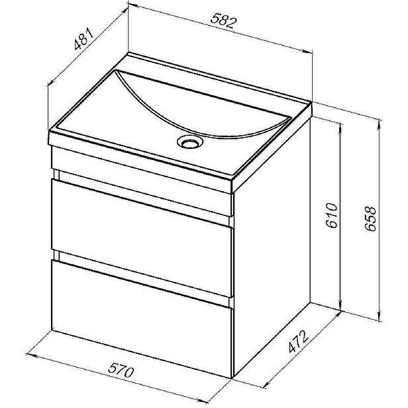 Тумба под раковину Aquanet Нота New 58 335417 подвесная Белый глянец, купить, цена, заказать, магазин, доставка, скидка, промокод, купить, цена, заказать, магазин, доставка, скидка, промокод