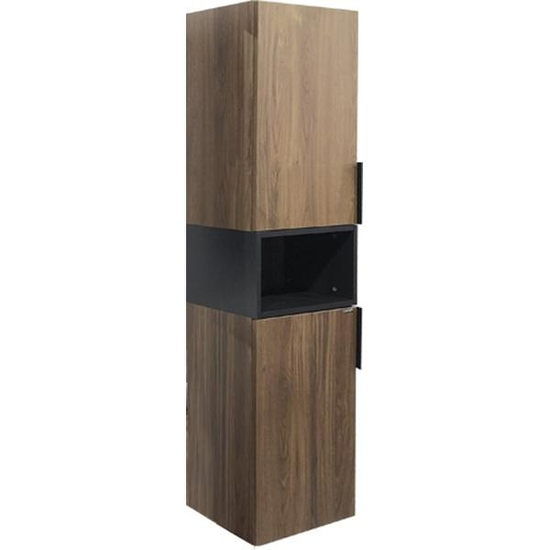 Шкаф пенал Comforty Штутгарт 40 00004151544 подвесной Дуб темно-коричневый Черный матовый, купить, цена, заказать, магазин, доставка, скидка, промокод, купить, цена, заказать, магазин, доставка, скидка, промокод