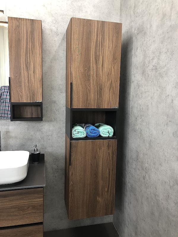 Шкаф пенал Comforty Штутгарт 40 00004151544 подвесной Дуб темно-коричневый Черный матовый, купить, цена, заказать, магазин, доставка, скидка, промокод, купить, цена, заказать, магазин, доставка, скидка, промокод