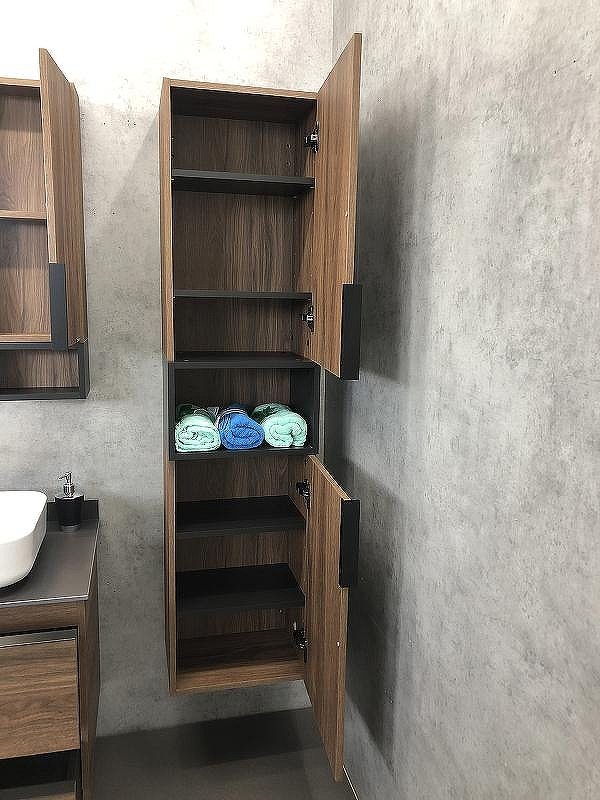 Шкаф пенал Comforty Штутгарт 40 00004151544 подвесной Дуб темно-коричневый Черный матовый, купить, цена, заказать, магазин, доставка, скидка, промокод, купить, цена, заказать, магазин, доставка, скидка, промокод