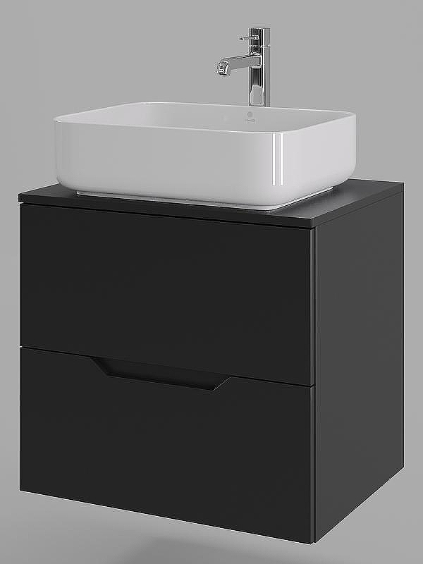 Тумба с раковиной Orange Line 60 Li-60TubMDF+B05-500W подвесная Черная матовая, купить, цена, заказать, магазин, доставка, скидка, промокод, купить, цена, заказать, магазин, доставка, скидка, промокод