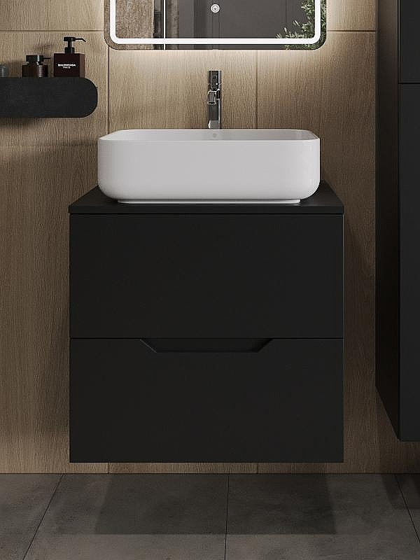 Тумба с раковиной Orange Line 60 Li-60TubMDF+B05-500W подвесная Черная матовая, купить, цена, заказать, магазин, доставка, скидка, промокод, купить, цена, заказать, магазин, доставка, скидка, промокод