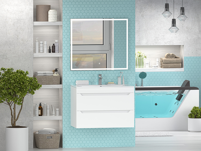 Тумба с раковиной Misty Бриз 80 УТ000023905 подвесная Белая матовая, купить, цена, заказать, магазин, доставка, скидка, промокод, купить, цена, заказать, магазин, доставка, скидка, промокод