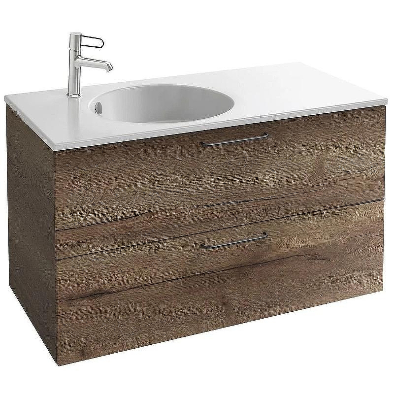 Тумба под раковину Jacob Delafon Odeon Rive Gauche 100 EB2524-R9-E10 подвесная Квебекский дуб ручки Черные, купить, цена, заказать, магазин, доставка, скидка, промокод, купить, цена, заказать, магазин, доставка, скидка, промокод