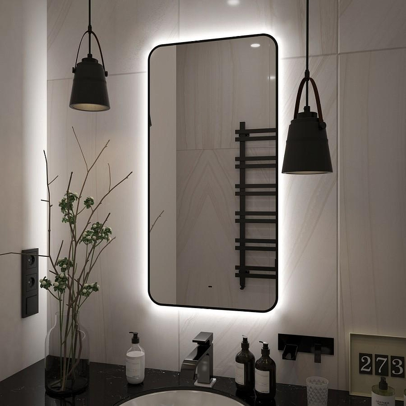 Зеркало Maretti Florenza 60 FL1460120P14EL с подсветкой цвет Черный с бесконтактным выключателем, купить, цена, заказать, магазин, доставка, скидка, промокод, купить, цена, заказать, магазин, доставка, скидка, промокод