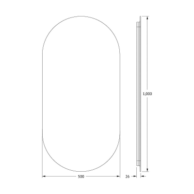 Зеркало Defesto Opti 50х100 DF 2914 с подсветкой 26W-3000K/Без выключателя/Теплый белый свет