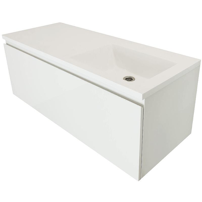 Тумба с раковиной Эстет Dallas Luxe 115 R ФР-00002303 подвесная Белая, купить, цена, заказать, магазин, доставка, скидка, промокод, купить, цена, заказать, магазин, доставка, скидка, промокод