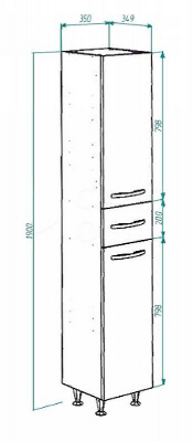 Шкаф пенал Bellezza Балтика 35 4628904090017 Белый