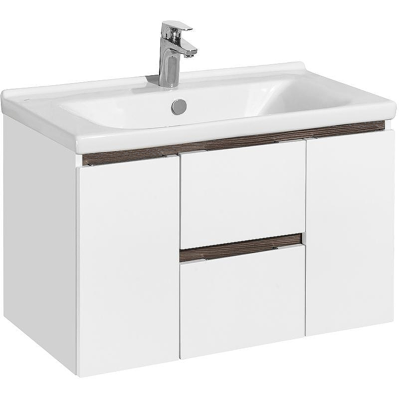 Тумба под раковину Aquaton Рене 76 1A258601NRC80 подвесная Белая Грецкий орех, купить, цена, заказать, магазин, доставка, скидка, промокод, купить, цена, заказать, магазин, доставка, скидка, промокод