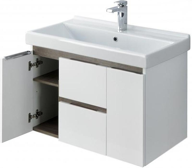 Тумба под раковину Aquaton Рене 76 1A258601NRC80 подвесная Белая Грецкий орех, купить, цена, заказать, магазин, доставка, скидка, промокод, купить, цена, заказать, магазин, доставка, скидка, промокод