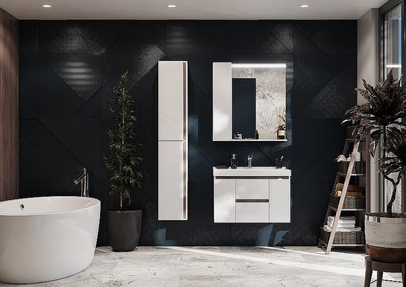 Тумба под раковину Aquaton Рене 76 1A258601NRC80 подвесная Белая Грецкий орех, купить, цена, заказать, магазин, доставка, скидка, промокод, купить, цена, заказать, магазин, доставка, скидка, промокод