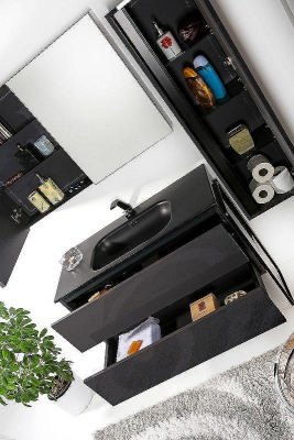 Шкаф пенал Boheme Armadi Art Vallessi 35 836-A matt подвесной Антрацит матовый