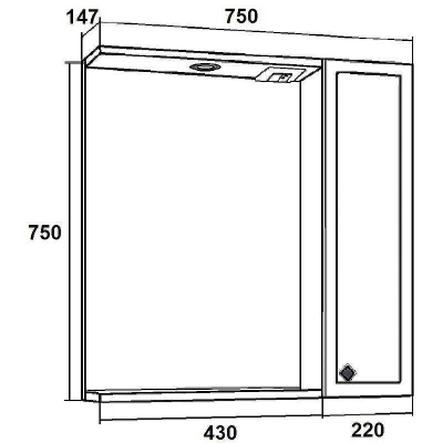 Зеркало со шкафом Runo Римини 75 00-00001279 с подсветкой Мята