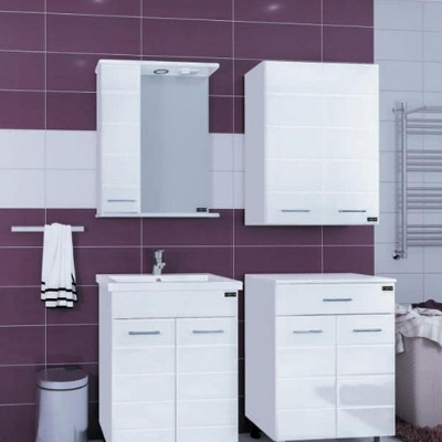 Зеркало со шкафом СанТа Омега 60 L 107003 с подсветкой Белое