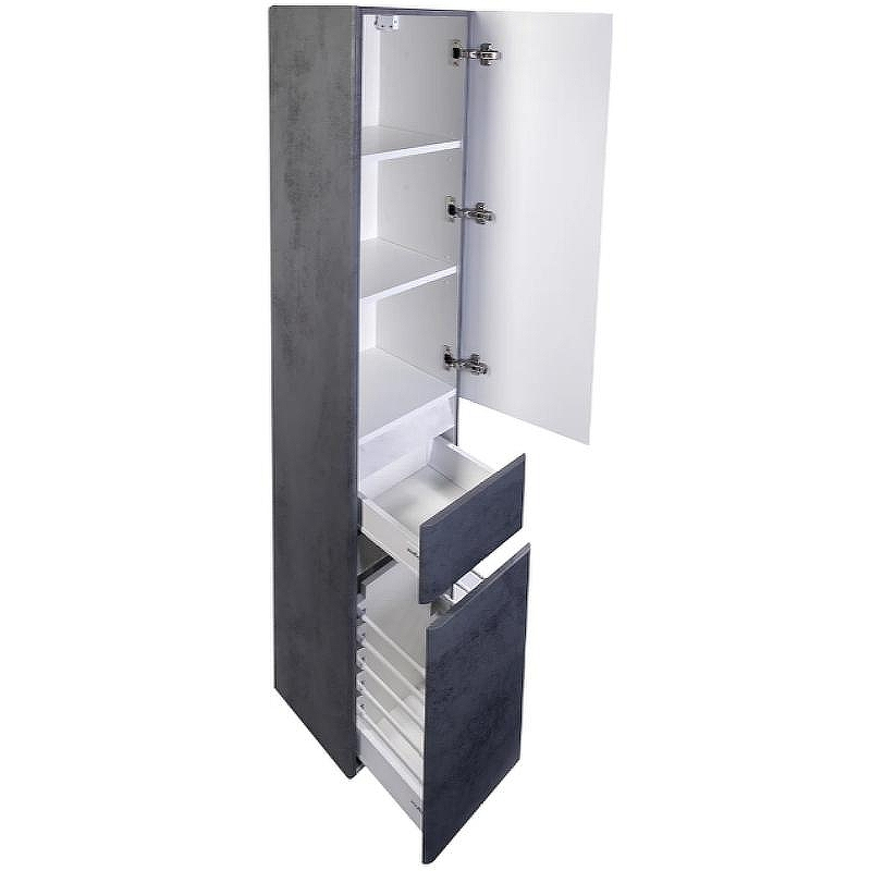 Шкаф пенал Style Line Атлантика Люкс Plus 35 СС-00002284 с бельевой корзиной Бетон темный, купить, цена, заказать, магазин, доставка, скидка, промокод, купить, цена, заказать, магазин, доставка, скидка, промокод