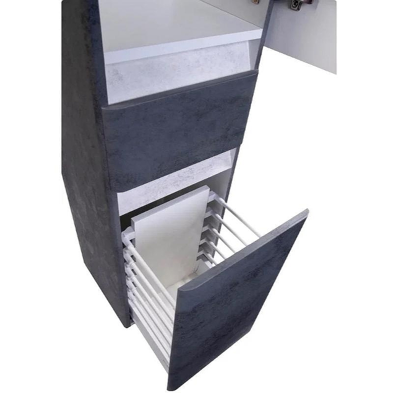 Шкаф пенал Style Line Атлантика Люкс Plus 35 СС-00002284 с бельевой корзиной Бетон темный, купить, цена, заказать, магазин, доставка, скидка, промокод, купить, цена, заказать, магазин, доставка, скидка, промокод