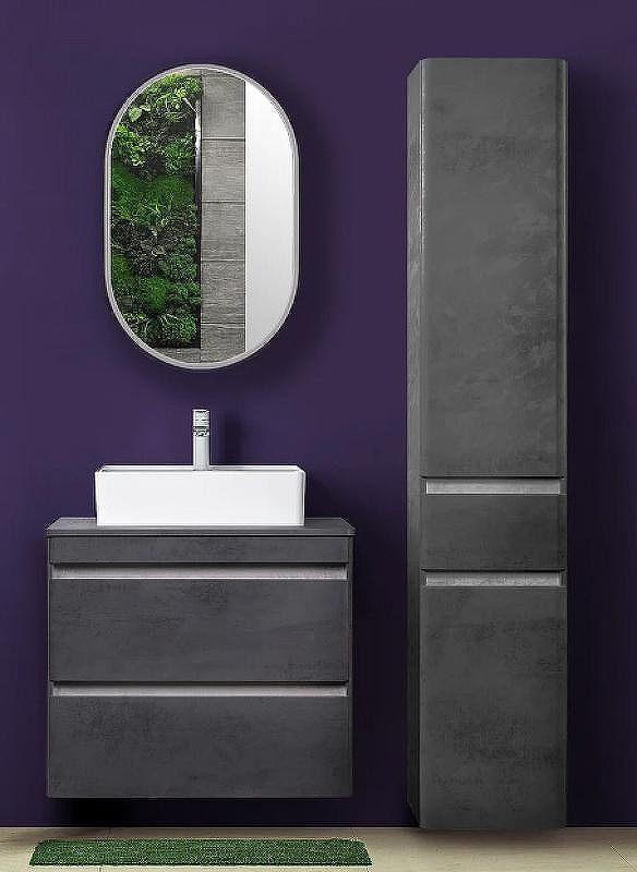 Шкаф пенал Style Line Атлантика Люкс Plus 35 СС-00002284 с бельевой корзиной Бетон темный, купить, цена, заказать, магазин, доставка, скидка, промокод, купить, цена, заказать, магазин, доставка, скидка, промокод