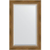 Зеркало Evoform Exclusive 83х53 BY 3406 с фацетом в багетной раме - Состаренная бронза с плетением 70, купить, цена, заказать, магазин, доставка, скидка, промокод, купить, цена, заказать, магазин, доставка, скидка, промокод