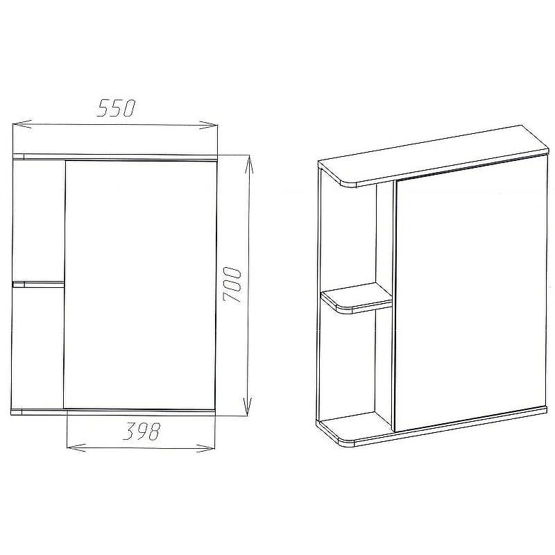 Зеркальный шкаф VIANT Париж 55 R VPAR55-ZSHR Белый, купить, цена, заказать, магазин, доставка, скидка, промокод, купить, цена, заказать, магазин, доставка, скидка, промокод