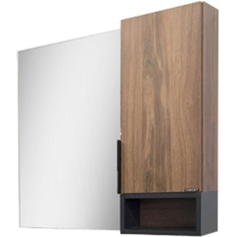 Зеркало со шкафом Comforty Штутгарт 90 00004151038 Дуб темно-коричневый Черное матовое, купить, цена, заказать, магазин, доставка, скидка, промокод, купить, цена, заказать, магазин, доставка, скидка, промокод