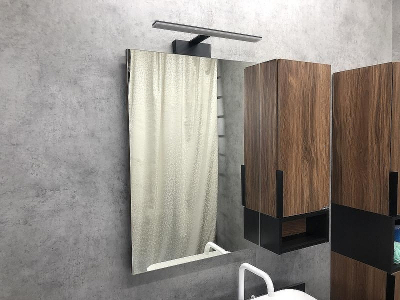 Зеркало со шкафом Comforty Штутгарт 90 00004151038 Дуб темно-коричневый Черное матовое