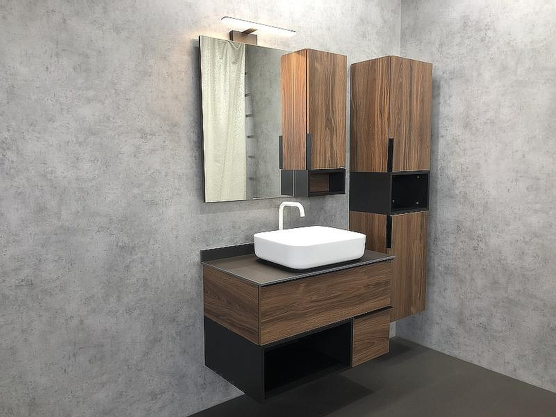 Зеркало со шкафом Comforty Штутгарт 90 00004151038 Дуб темно-коричневый Черное матовое, купить, цена, заказать, магазин, доставка, скидка, промокод, купить, цена, заказать, магазин, доставка, скидка, промокод