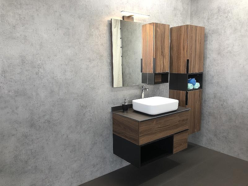 Зеркало со шкафом Comforty Штутгарт 90 00004151038 Дуб темно-коричневый Черное матовое, купить, цена, заказать, магазин, доставка, скидка, промокод, купить, цена, заказать, магазин, доставка, скидка, промокод