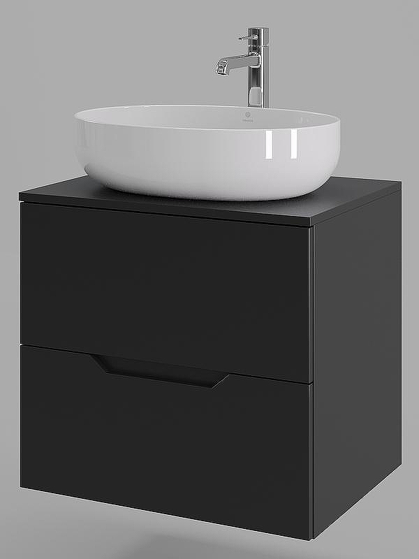 Тумба с раковиной Orange Line 60 Li-60TubMDF+B05-520W подвесная Черная матовая, купить, цена, заказать, магазин, доставка, скидка, промокод, купить, цена, заказать, магазин, доставка, скидка, промокод